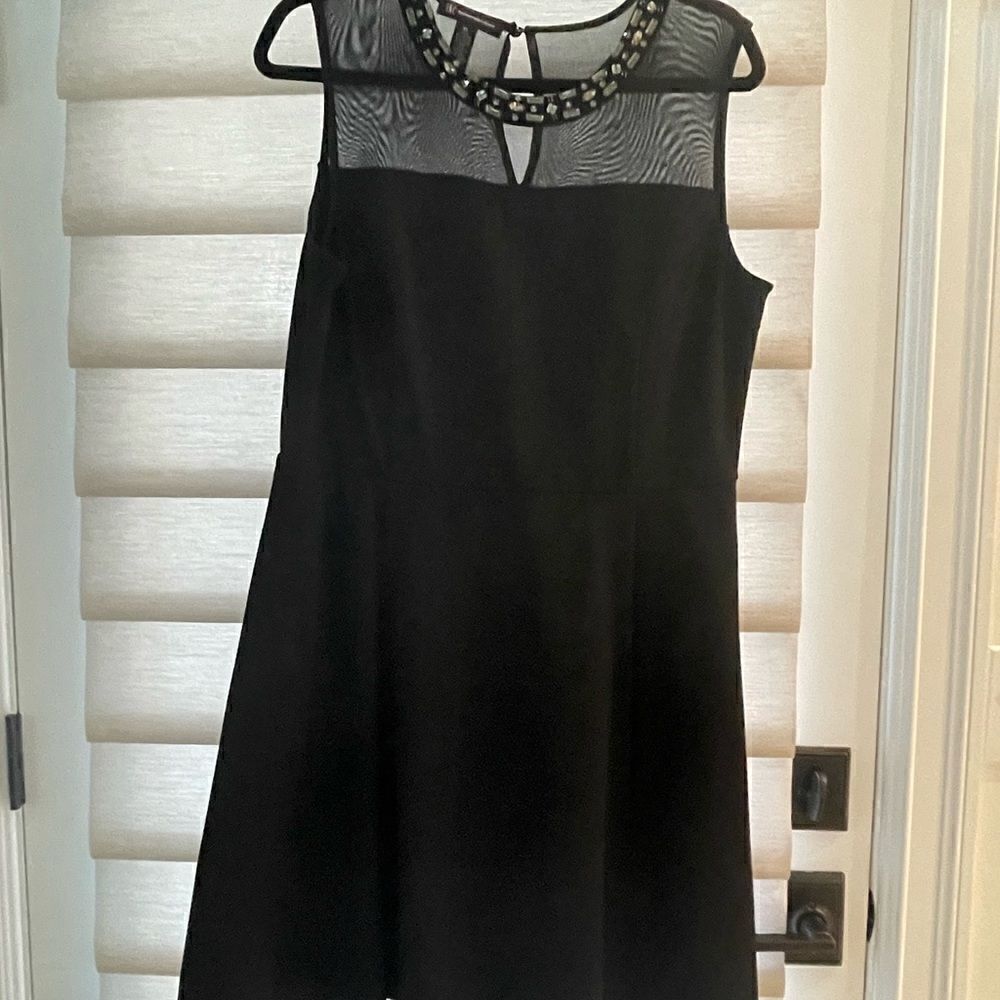 Black Inc dress with rhinestones around the collar